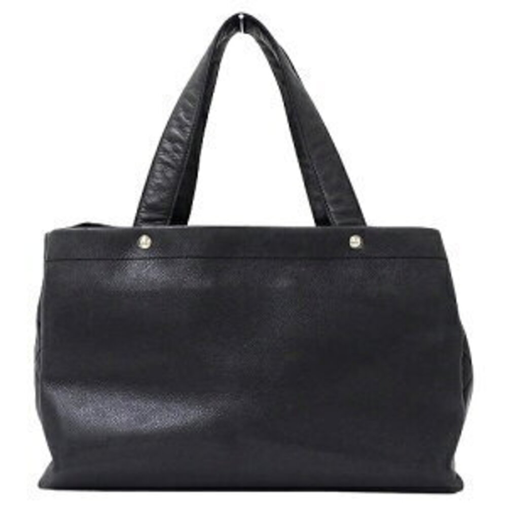 Chanel Tote Bag Leather Stitch Black Shoulder Wild